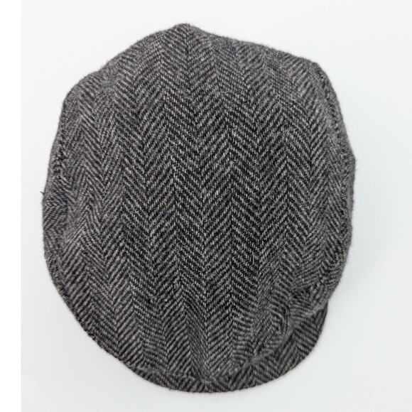 Vintage 100% Wool Herringbone Flat Cap Newsboy Hat Size 7-7 1/8 Made in USA - Picture 5 of 8